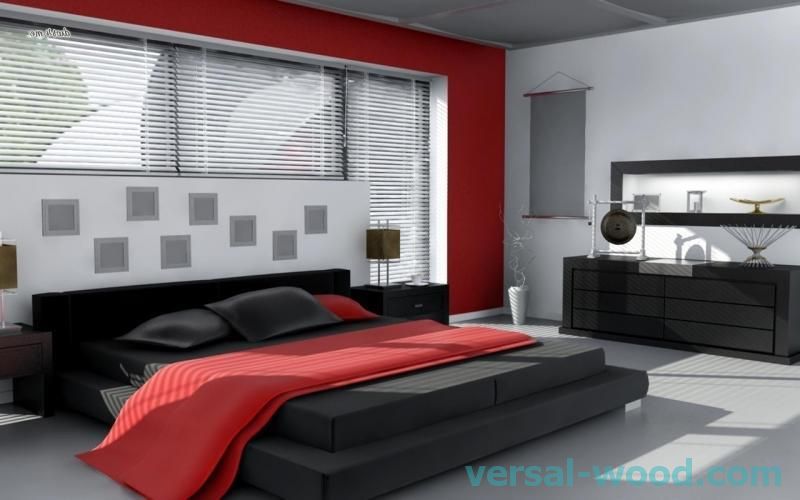 crna i crvena spavaća soba