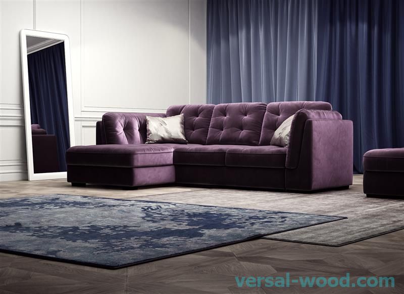фіолетовий кутовий диван