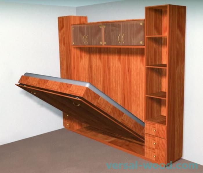 Вбудована ліжко в шафу з дерева