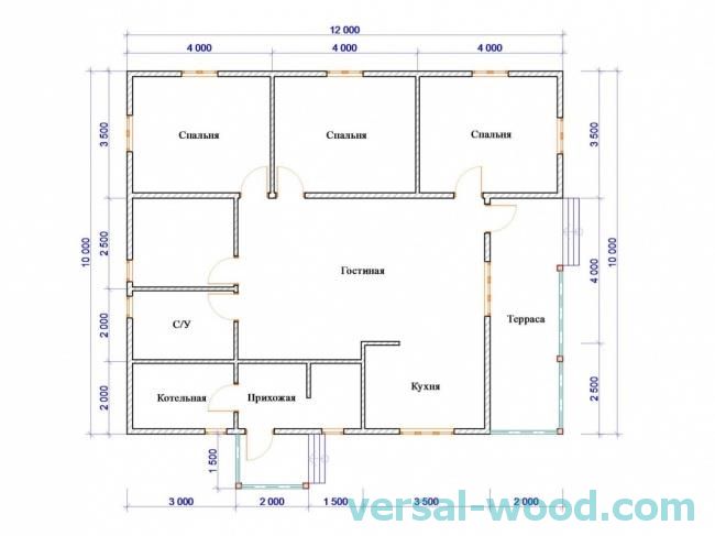 Бесплатные чертежи домов 10 на 10 House of timber 6x6 one-story Nápady pro váš domov-2024