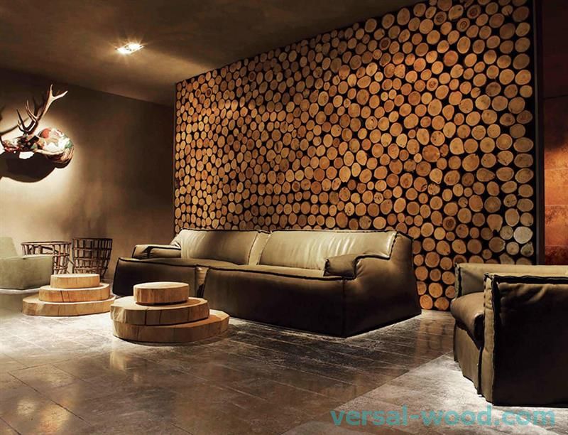 Використання дерев'яних зрубів для декорування стіни