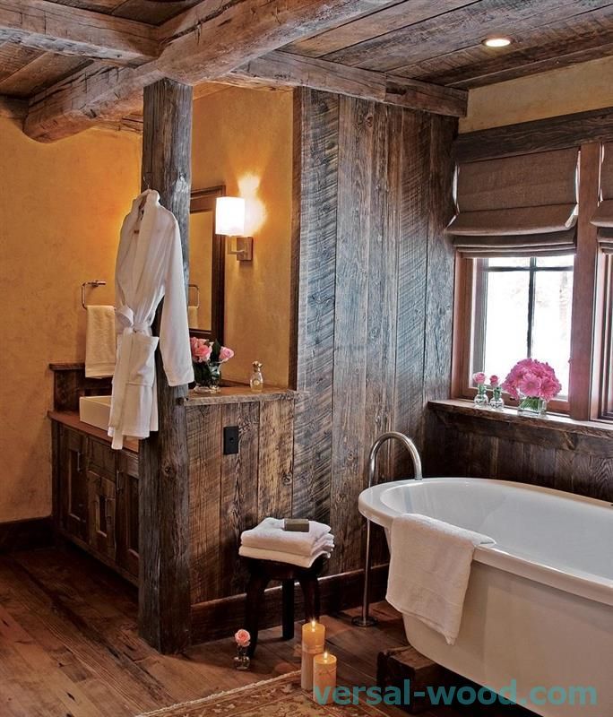 Preduvjet za upotrebu prirodnog drva u dekoraciji kupaonice je njegova obrada impregnacijom otpornom na vlagu i efikasnom ventilacijom kupaonice