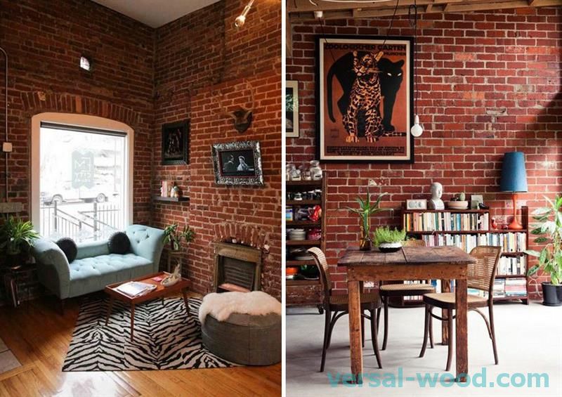 Сочетание красного кирпича в интерьере (64 фото)
