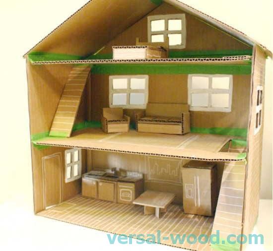 Hiša za Barbie ali druge ne zelo velike lutke je lahko izdelana iz kartona